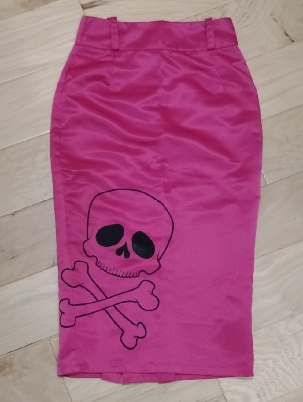 Bold Hot Pink Skull Pencil Skirt